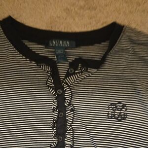 Lauren Black and White Stripe Pajama Set.